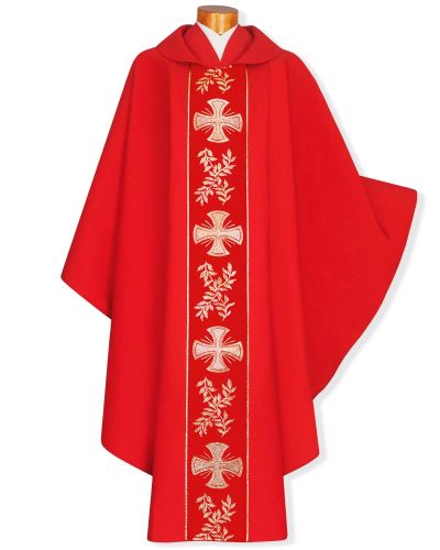 Nikolaus - Kasel & Stola rot Kreuzsymbol & Olivenzweig