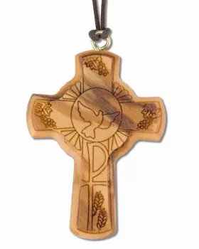 Kreuz aus Olivenholz, Hl. Geist 5 x 3,7 cm