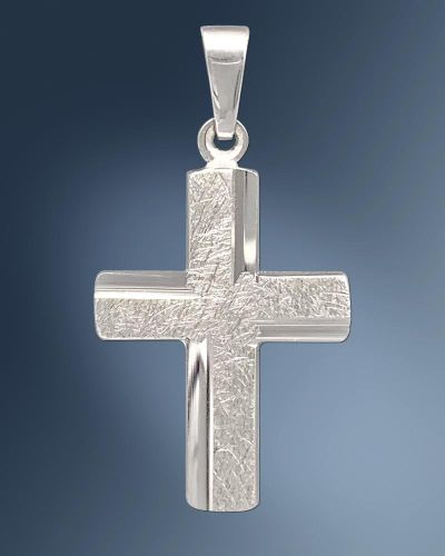 Kreuz Anhänger matt strukturiert 15 x 20 mm 925 Silber