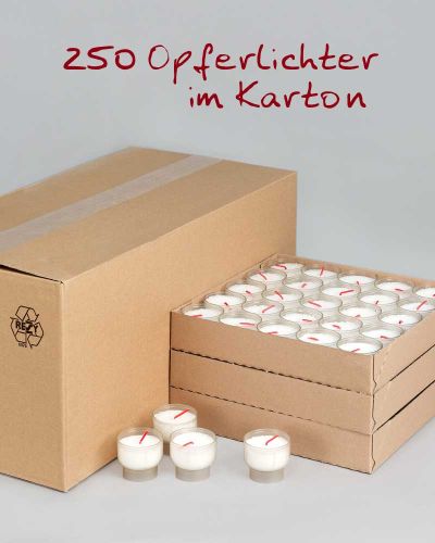 Opferkerzen weiß 50 mm Ø 250 Opferlichter 9 Stunden