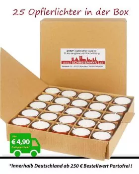 25 Opferlichte rot 50 mm Ø Glas > Der Umwelt Zuliebe!