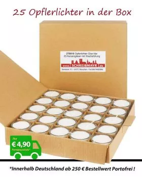 25 Lichtergläser transparent 5 cm Ø wiederbefüllbar