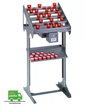 LED Opferlichttisch Stahl, grau mit 30 rubinroten LED Kerzen