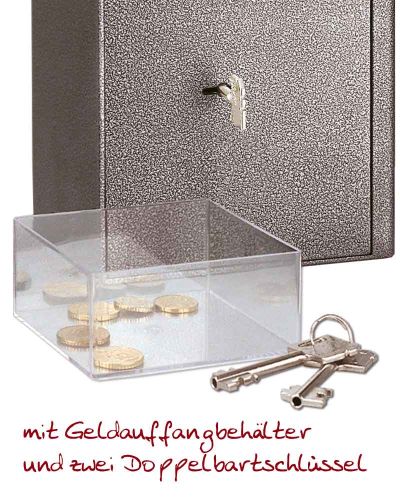Opferstock 19 x 15 x 12 cm Stahl, Einwurf oben
