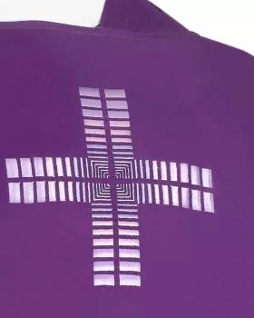 Dalmatik violett, gefüttert Kreuz gestickt, Stola