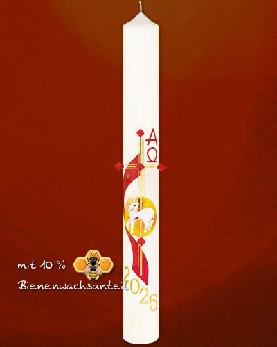 Osterkerze 800 x 80 mm Lamm Goldkreuz & Nägel