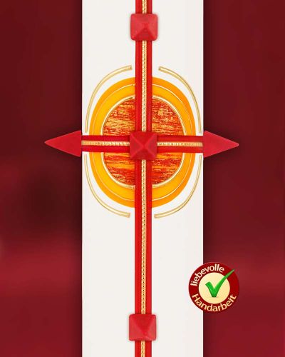 Osterkerze 400 x 60 mm, Ostersonne Kreuz mit Nägeln