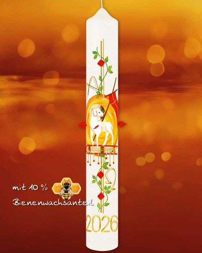 Osterkerze 600 x 70 mm Lamm mit Jahreszahl