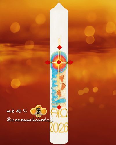 Preview: Osterkerze 600 x 80 mm "Spuren im Sand" mit Nägel