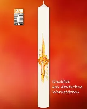 Osterkerze Flammenkreuz 800 x 80 mm gelb/orange OHNE Nägel