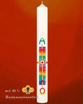 Osterkerze 800 x 80 mm Regenbogen A+O 2023