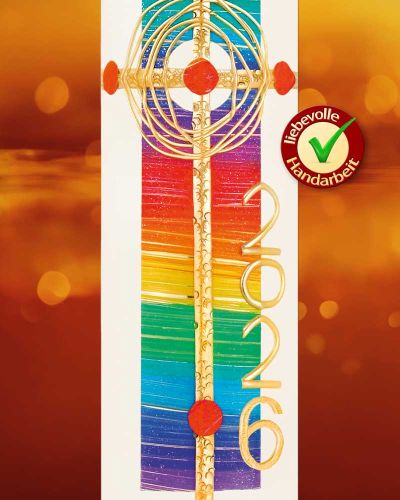 Osterkerze Regenbogen RAL 600 x 70 mm, A + O