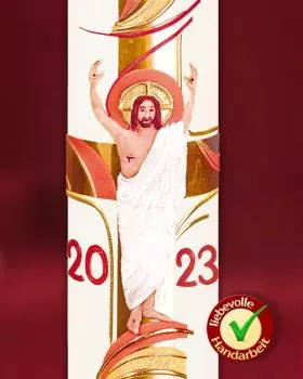 Osterkerze 800 x 80 mm Kreuz mit Christus, modern