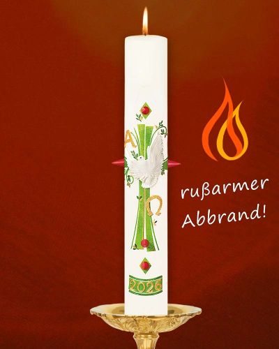 Preview: Osterkerze 600 x 80 mm Hoffnung A+O mit Taube