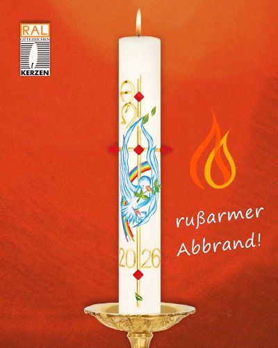 Preview: Osterkerze Frohe Botschaft 600 x 80 mm, mit Nägeln