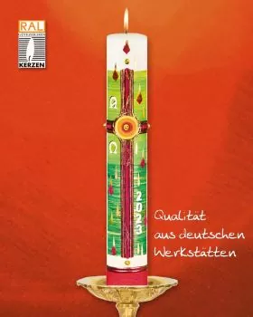 Osterkerze 600 x 80 mm Kreuz der Hoffnung 2023