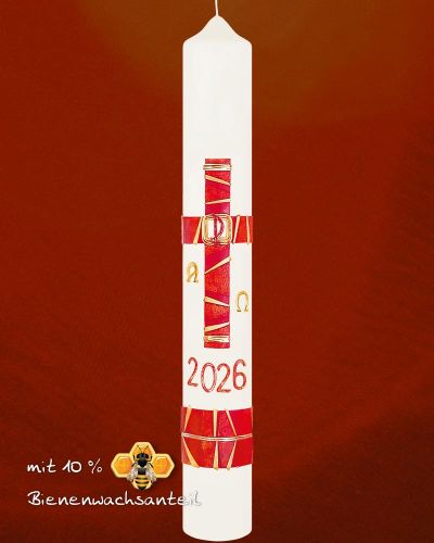 Osterkerze 600 x 80 mm Reliefkreuz klassisch 2025