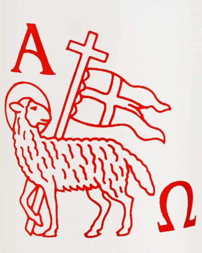 50 Osternachtkerzen rot Lamm Gottes 50x60 mm