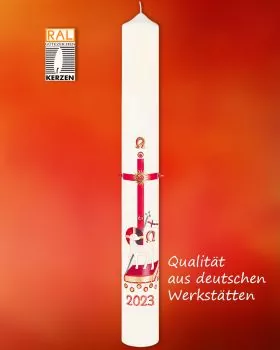 Osterkerze 800 x 80 mm RAL Agnus Dei A + O mit Nägeln