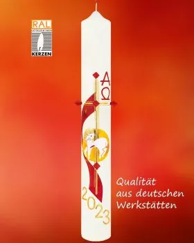 Osterkerze 600 x 70 mm Lamm Goldkreuz & Nägel
