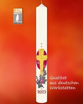 Osterkerze 800 x 80 mm Kreuz & Rosen PREISTIPP!
