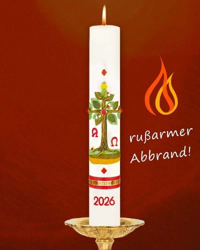 Osterkerze 600 x 80 mm Lebensbaum mit Sonne