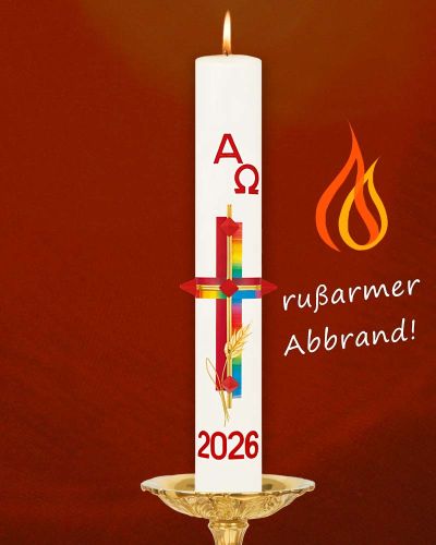 Preview: Osterkerze 800 x 80 mm Kreuz mit Ähren