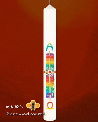 Osterkerze 800 x 80 mm 2024 Regenbogen A+O