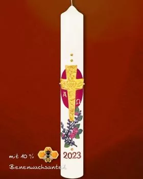 Osterkerze 600 x 80 mm Kreuz & Rosen PREISTIPP!