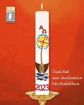 Osterkerze 800 x 80 mm Schiff mit Mosaiksonne