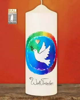 Friedenskerze 200 x 70 mm Hl. Geist Taube, Weltfrieden