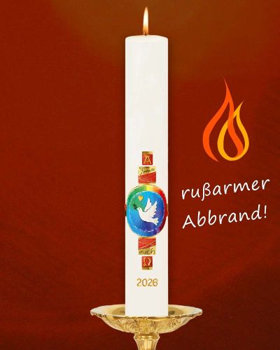 Osterkerze 600 x 80 mm Weltfrieden mit Taube