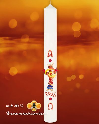 Osterkerze 800 x 80 mm modern, Kreuz mit Nägeln