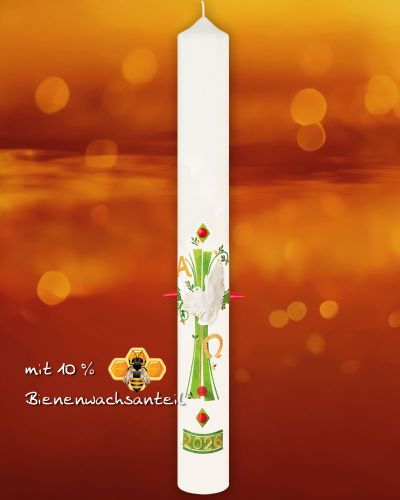 Osterkerze 800 x 80 mm Hoffnung mit Taube A+O