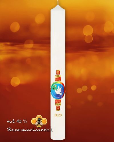 Osterkerze 800 x 80 mm Weltfrieden mit Taube