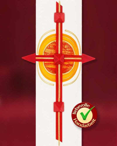 Osterkerze 400 x 60 mm, Ostersonne Kreuz mit Nägeln
