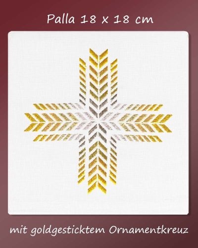 Preview: Kelchgarnitur Baumwolle/Leinen 4-Teilig mit Goldstickerei IHS