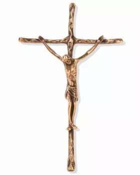 Papstkreuz Bronze patiniert mit Korpus 20 x 27 cm