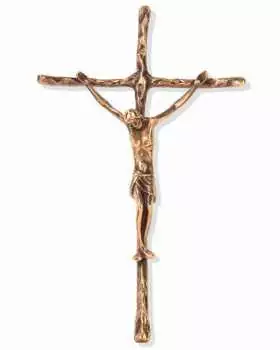 Papstkreuz aus Bronze patiniert 60 x 38 cm