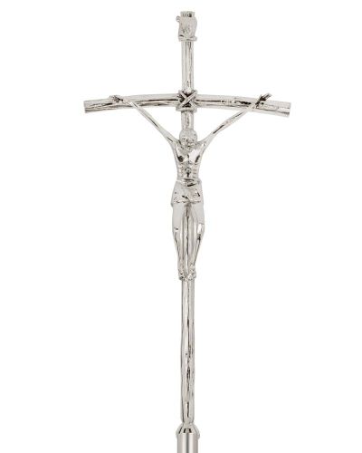 Preview: Vortragekreuz - Papstkreuz 50 x 24 cm versilbert glänzend