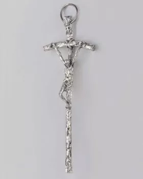 Papstkreuz 12,5 x 5 cm versilbert oxydiert