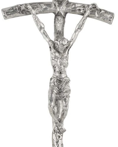 Papstkreuz 12,5 x 5 cm versilbert oxydiert