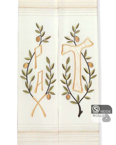 Langstola Franziskus 140 cm Stickerei Tau & Olivenzweige
