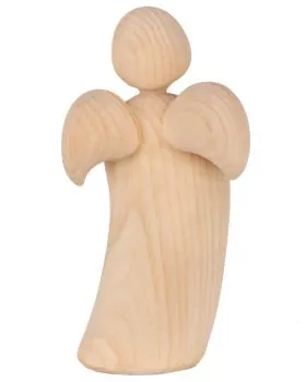 Engel Figur mit Posaune, 9 cm Zirbenholz natur