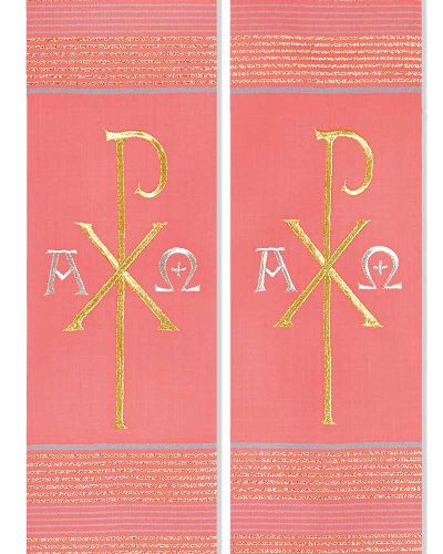 Stola Pax und A+O gestickt rosa mit Streifeneinwebe