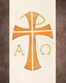 Diakonstola weiß 140 cm Kreuz, A & O gestickt