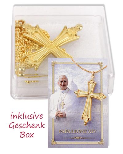 Pektorale Papst Leo XIV  7,8 x 6,5 cm mit Kette 60 cm