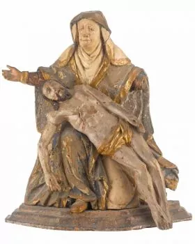 Pieta 16. Jhrd. 34 x 32 cm holzgeschnitzt antik gefasst
