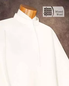 Priesteralbe mit Stehkragen 140 cm graue Stickerei