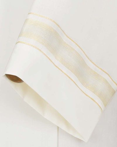 Albe Wollmix 160 cm creme Webbordüre aus Goldfäden